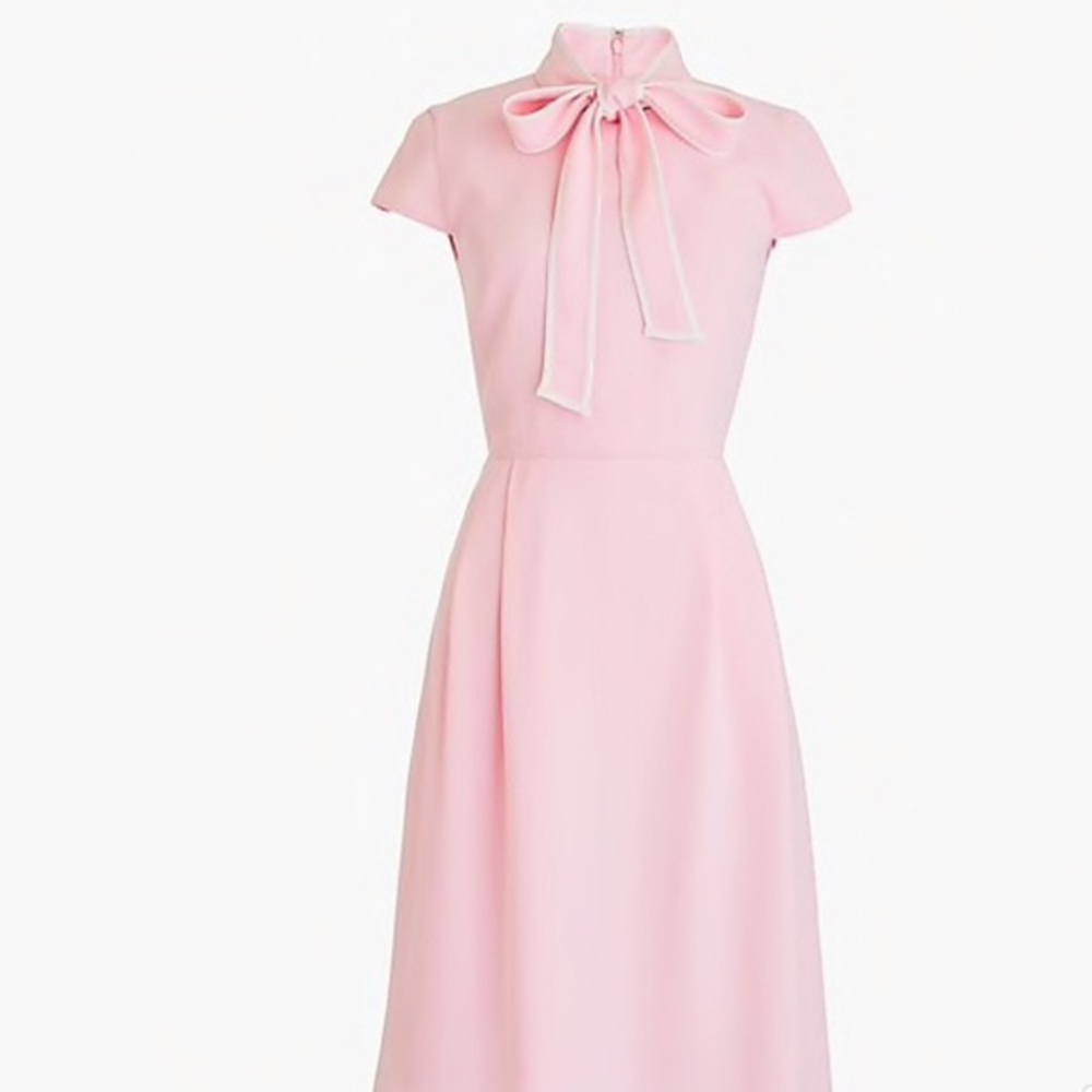 J. Crew Pink 365 Crepe Tie Neck Dress